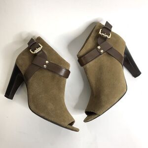 VINCE CAMUTO Signature Nicoletta Tan Brown Leather Open Toe Bootie Heels Size 8